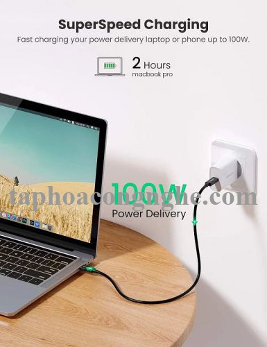 Ugreen 70951 0.8M 40Gbps 100W USB 3.1 cáp USB type C Thunderbolt 3 hỗ trợ PD màu đen US341 30070951